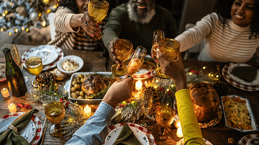 Family toasting during the holidays